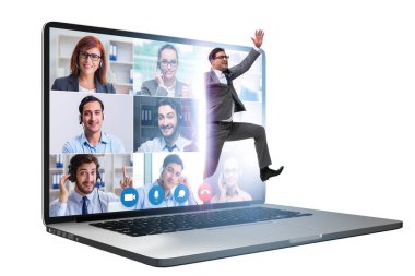 Çevrimiçi aramalardaki insanlarla görüntülü konferans kavramı