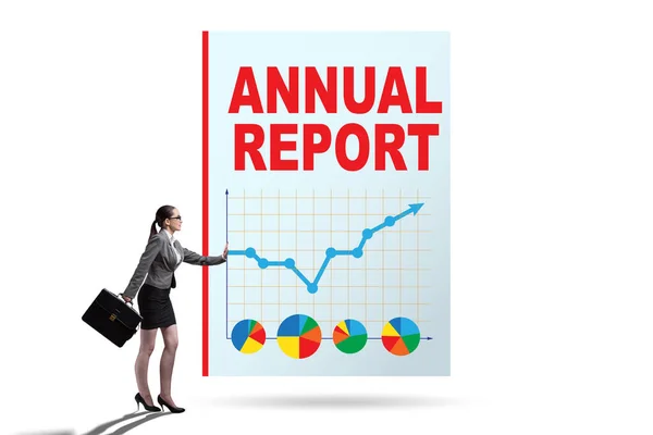 Imprenditrice Nel Concetto Relazione Annuale — Foto Stock