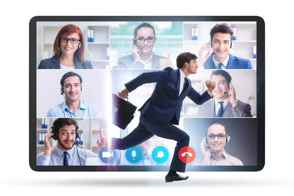 Conceito Videoconferência Com Pessoas Chamada Online — Fotografia de Stock