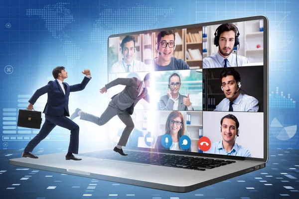 Videoconferencing concept with the people in online call