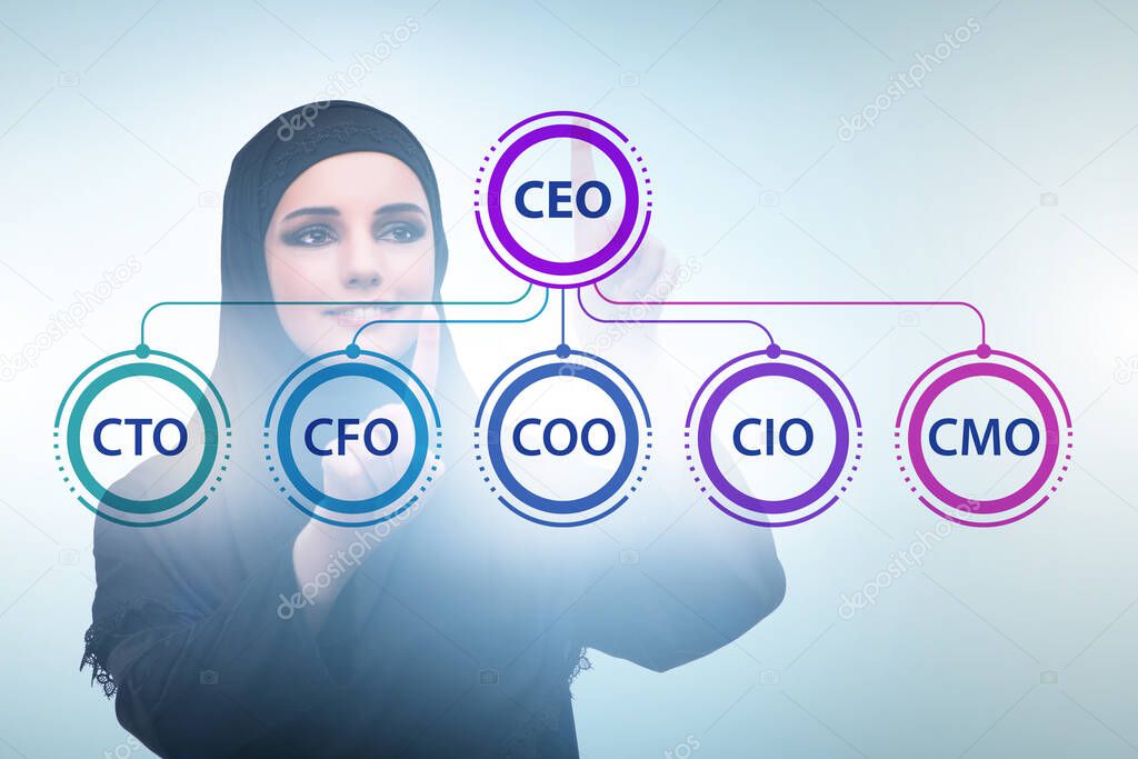 Businesswoman in organisation chart concept