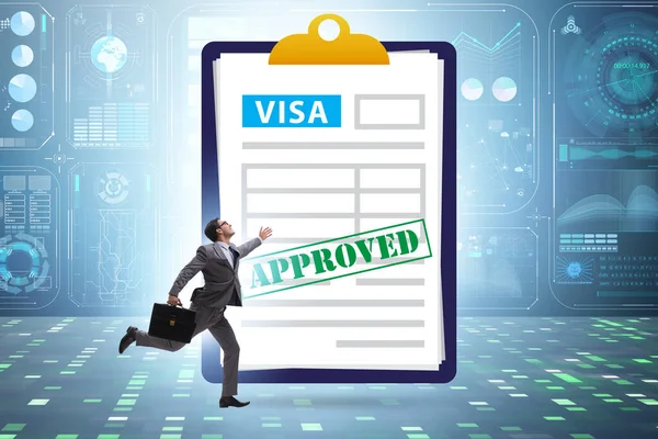 Visa Ansøgning Koncept Med Forretningsmanden - Stock-foto