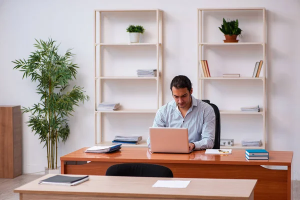 Jeune Homme Affaires Employé Assis Dans Bureau — Photo