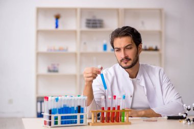 Laboratuvarda çalışan genç bir kimyager.