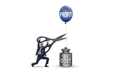 Concept of profit and cost with the businessman clipart