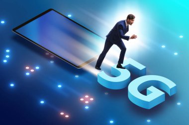 5G teknoloji telekomünikasyon kavramı - izometrik