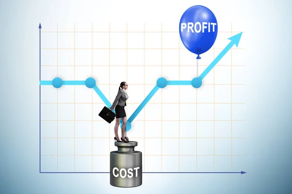 Gráfico Con Beneficio Coste Empresaria — Foto de Stock