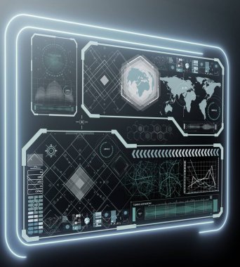 Fütürist tasarımı olan soyut veri odası - 3D görüntüleme