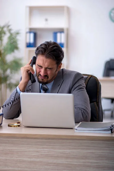 Young Businessman Employee Working Workplace — Stock Photo, Image