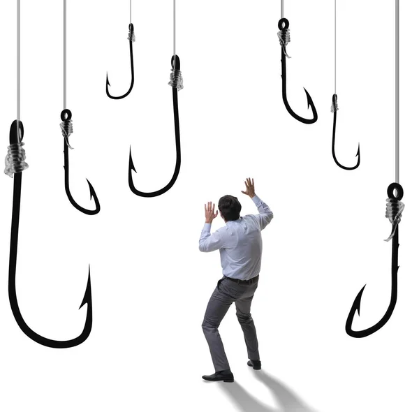 Businessman Being Tempted Bite Bait — Stock Photo, Image