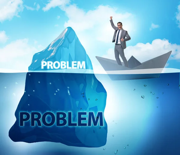 Homem Negócios Conceito Problema Com Iceberg — Fotografia de Stock
