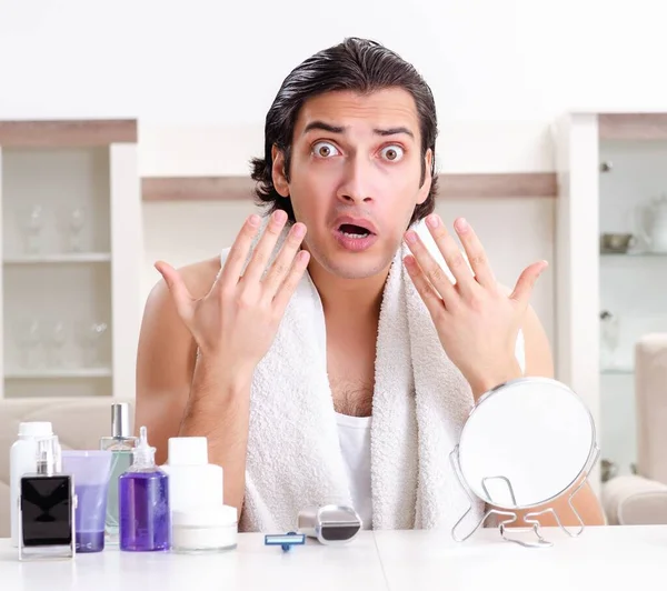 Young Handsome Man Bathroom — Stock Photo, Image