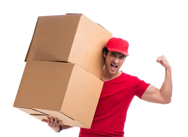 Young Male Courier Box — Stock Photo, Image