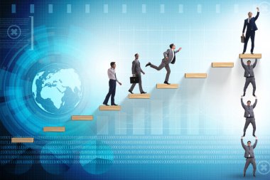 İş adamlarının birbirine yardım ettiği takım çalışması konsepti.