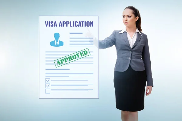 Visa application concept with the businesswoman