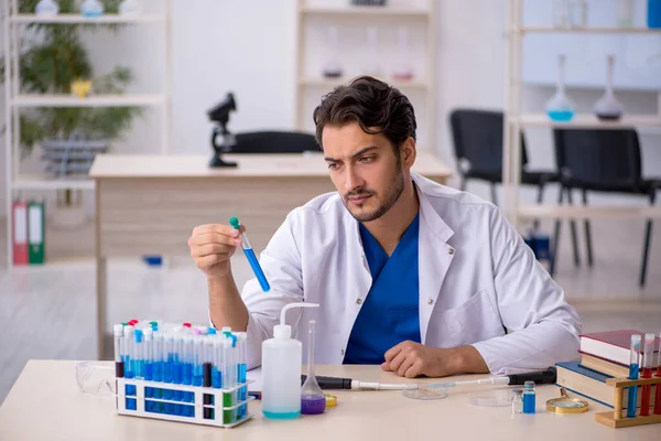 Joven Químico Trabajando Laboratorio —  Fotos de Stock