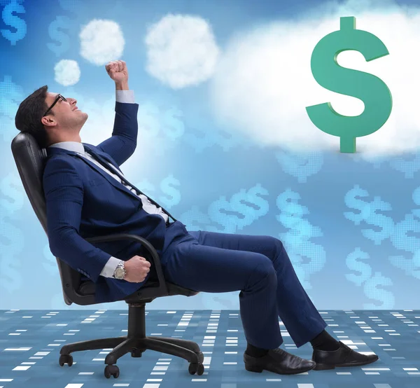 Businessman Dreaming Money Dollars — Stockfoto