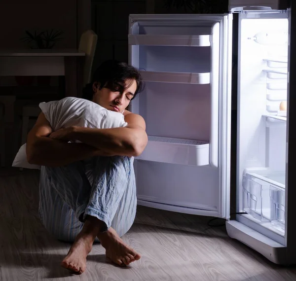 Man Breaking Diet Night Fridge — Stock Photo, Image