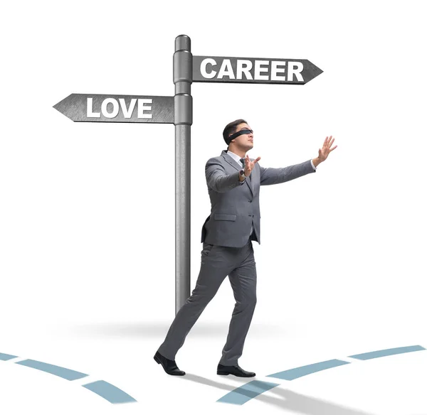 Businessman Having Hard Choice Love Career — Stockfoto