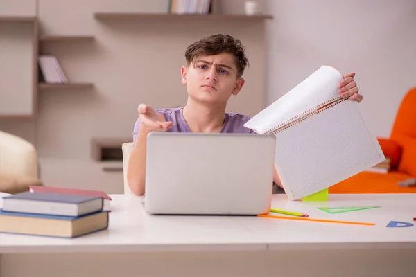 Male Pupil Preparing Exams Home — Stock Photo, Image