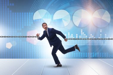 İşkolik kavramda zincirli iş adamı