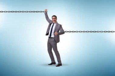 İşkolik kavramda zincirli iş adamı