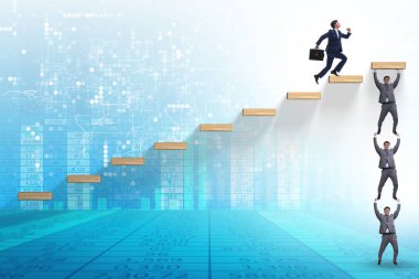 İş adamlarının birbirine yardım ettiği takım çalışması konsepti.