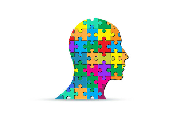 Концепция творчества с головой, сделанной из головоломок