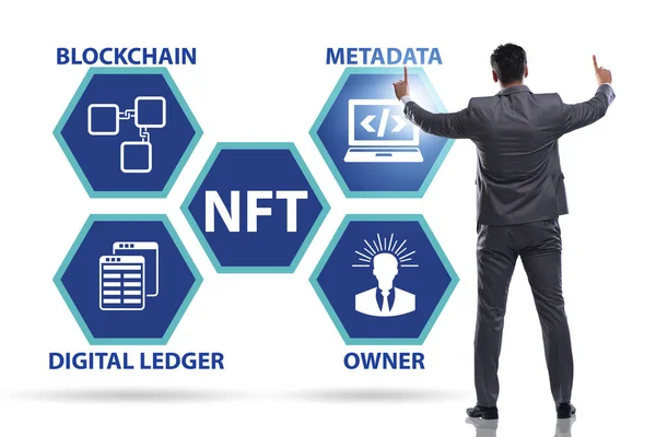 Geschäftsmann Nft Non Fungible Konzept — Stockfoto