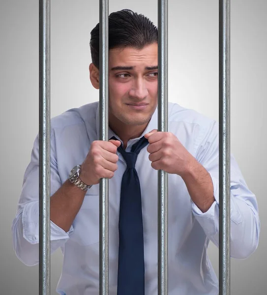 Young Businessman Bars Prison — Stock Photo, Image