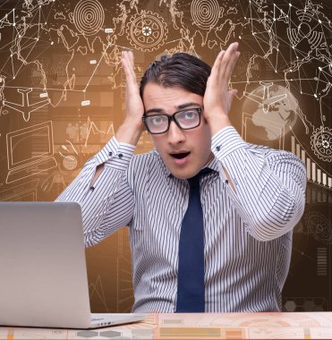 Bilgisayar ile veri madenciliği konsepti işadamı