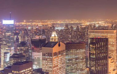 Günbatımında New York Manhattan manzarası