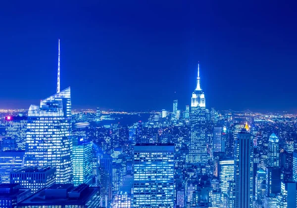 Vista Nocturna Nueva York Manhattan Durante Atardecer —  Fotos de Stock