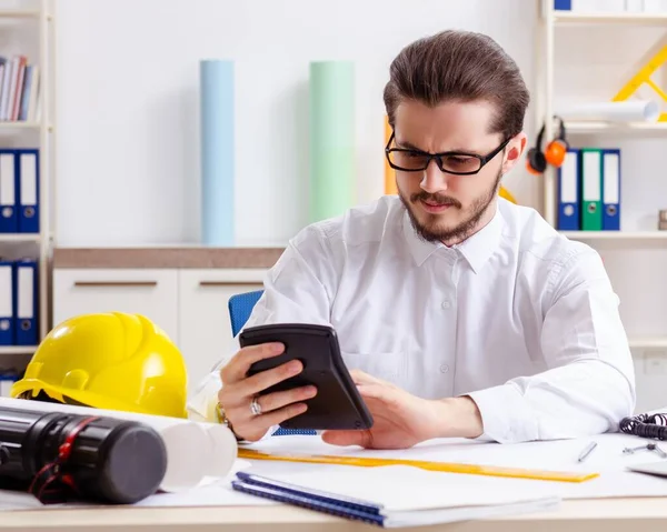 Young Male Architect Working Office — Stock Photo, Image