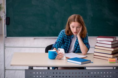 Sınavlara hazırlanan genç bir kız öğrenci.