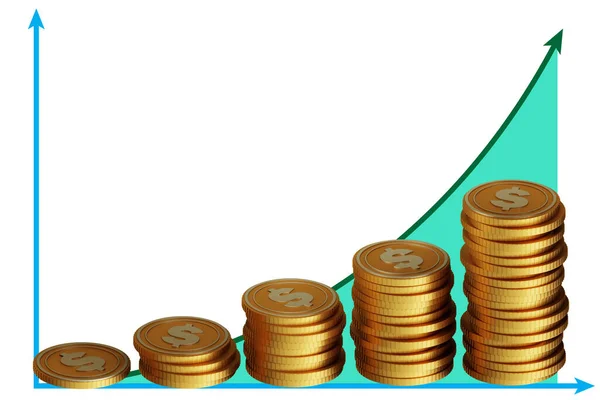 Illustration Med Mynt Som Visar Tillväxt Rendering — Stockfoto