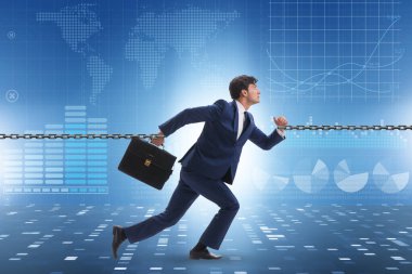 İşkolik kavramda zincirli iş adamı