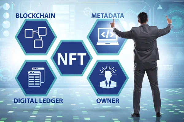 Бизнесмен Невзаимозаменяемой Концепции Nft — стоковое фото