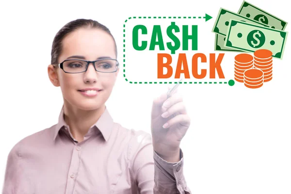 Businesswoman Cash Back Concept — Stock Photo, Image