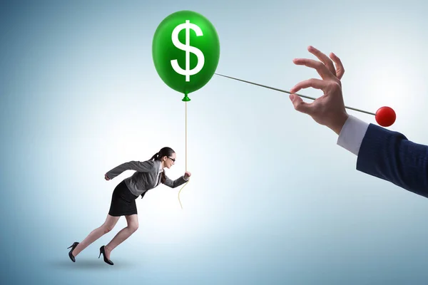 Businesswoman Dollar Balloon Concept — Stock Photo, Image