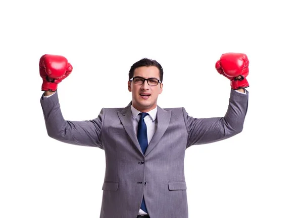 Businessman Boxing Isolated White Background — Stock Photo, Image