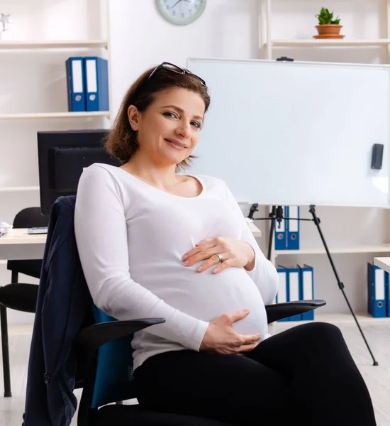 事務所で働いてる妊婦さん — ストック写真