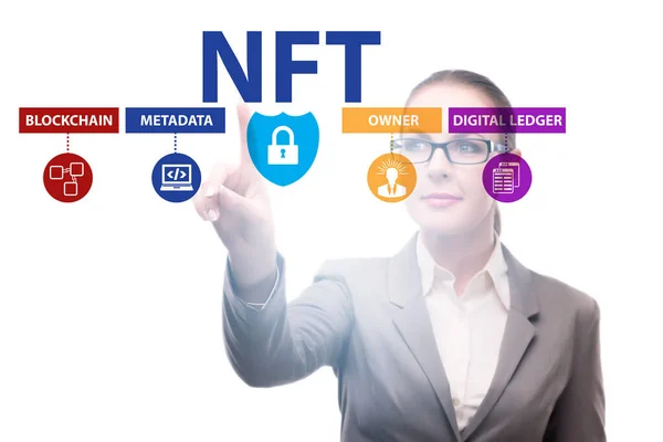 Geschäftsfrau Nicht Fungiblen Nft Konzept — Stockfoto