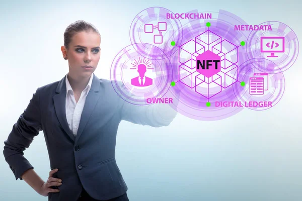 Businesswoman Nft Non Fungible Concept — Stock Photo, Image