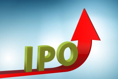 Büyüme grafiğiyle halka arz kavramı - 3D görüntüleme