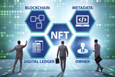 NFT 'nin ödenebilir olmayan konseptinde iş adamı