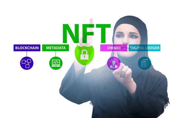 Empresária Nft Conceito Não Fungível — Fotografia de Stock