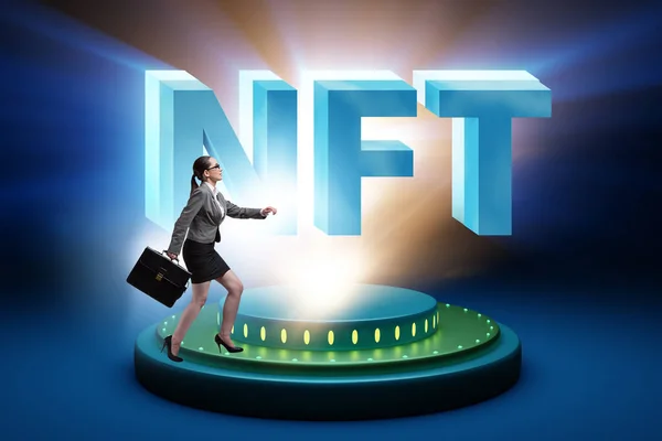 Empresária Nft Conceito Não Fungível — Fotografia de Stock
