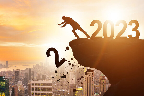 Concept of moving from year 2022 to the 2023