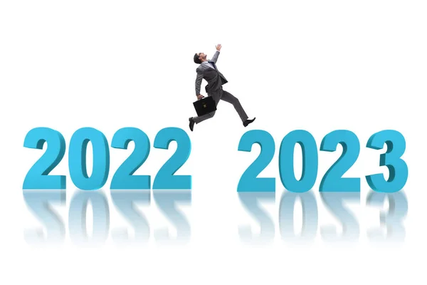 Biznesmen Skaczący Roku 2022 Rok 2023 — Zdjęcie stockowe